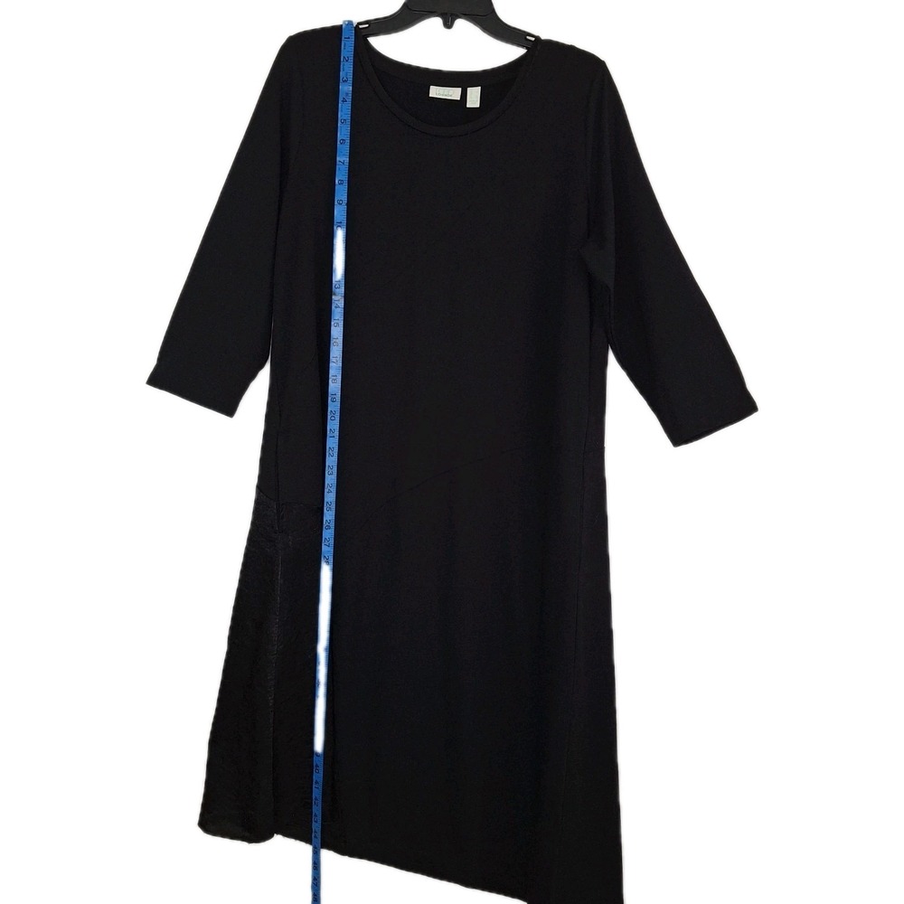 Whimsigoth Asymmetrical Hem LOGO Lounge L French Terry 3/4 Sleeve Dress Black - Picture 12 of 16